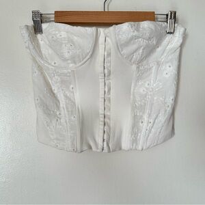 Olivaceous Eyelet Strapless Bustier Top White Size Large Coquette Romantic